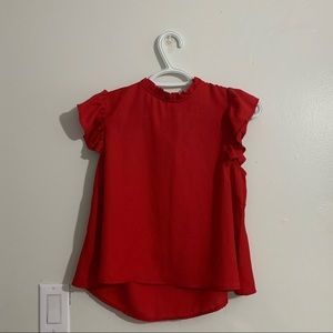 Red ruffle blouse